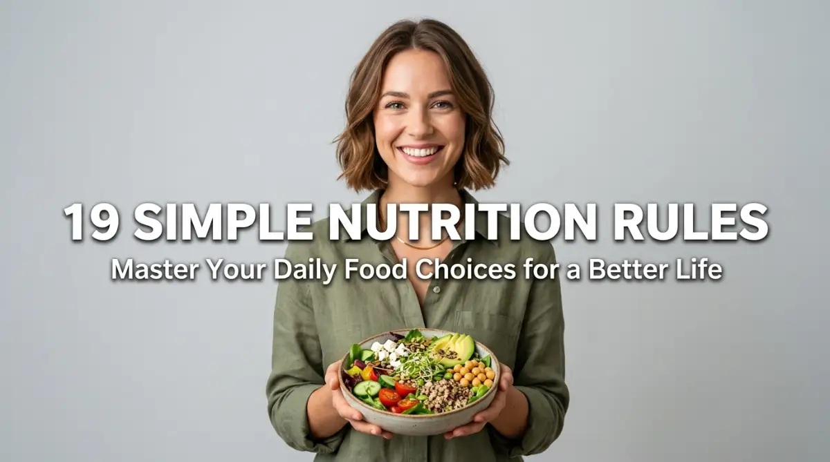 A smart young woman holding a healthy salad bowl representing daily nutrition principles.