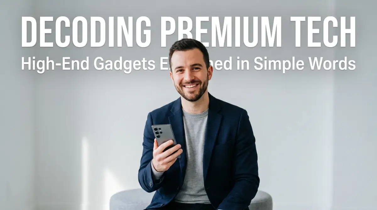 A friendly man explaining the complex technology behind premium smartphones and gadgets.